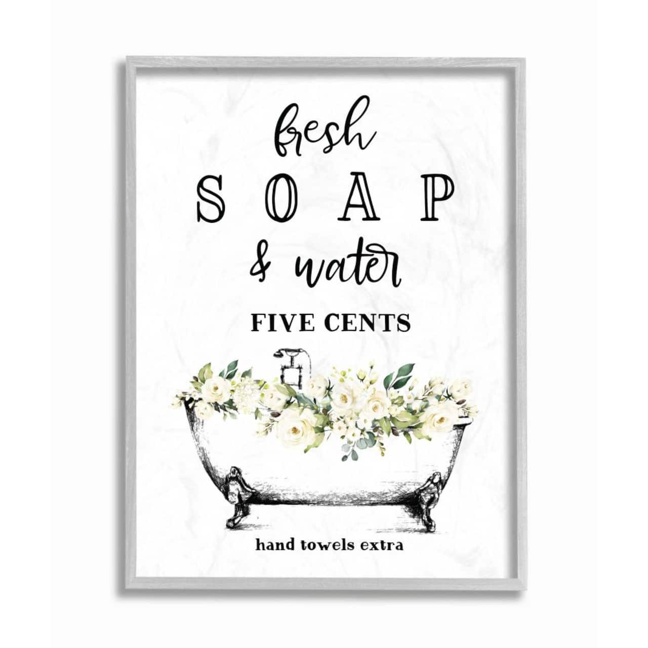 Stupell Industries Fresh Soap & Water Bath Tub Framed Wall Art
